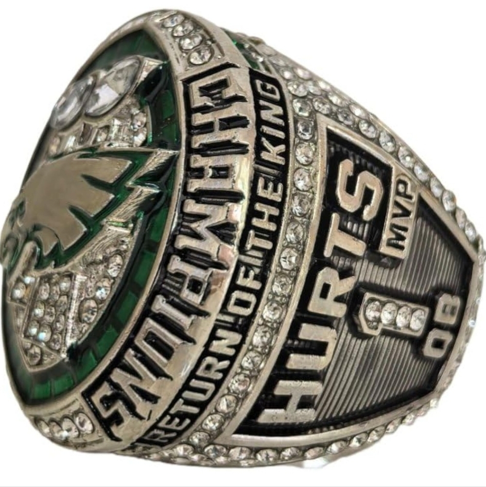 PHILADELPHIA EAGLES HURTS SUPERBOWL SIZE 11 CHAMPION RING w/BOX,& POSTERS!🔥